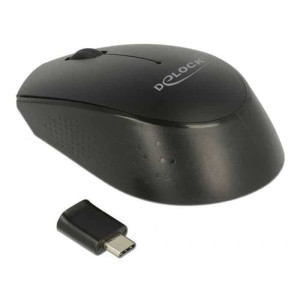DELOCK Wireless mini Mouse, Οπτικό, USB Type-C receiver, 3-button, μαύρο | Συνοδευτικά PC | elabstore.gr