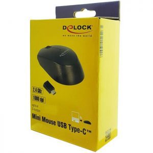 DELOCK Wireless mini Mouse, Οπτικό, USB Type-C receiver, 3-button, μαύρο | Συνοδευτικά PC | elabstore.gr