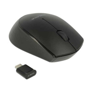 DELOCK Wireless mini Mouse, Οπτικό, USB Type-C receiver, 3-button, μαύρο | Συνοδευτικά PC | elabstore.gr
