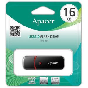 APACER USB Flash Drive AH333, USB 2.0, 16GB, Black | Συνοδευτικά PC | elabstore.gr