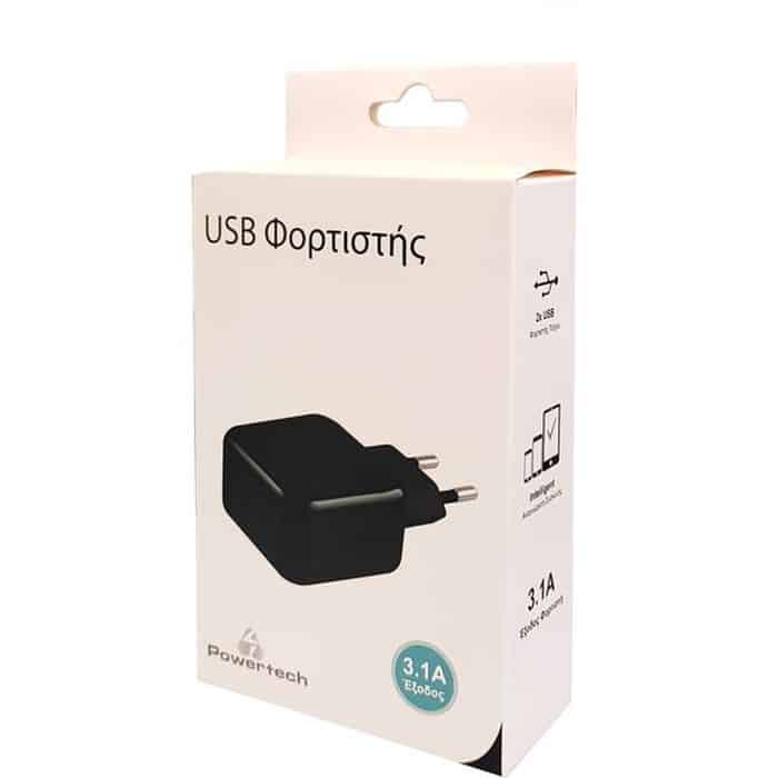 POWERTECH Φορτιστής Τοίχου PT-419, 2x USB, 3.1A, Black | eLabstore.gr POWERTECH Φορτιστής Τοίχου PT-419, 2x USB, 3.1A, Black | Αξεσουάρ κινητών | elabstore.gr
