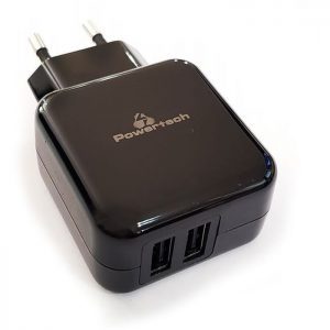 POWERTECH Φορτιστής Τοίχου PT-419, 2x USB, 3.1A, Black | Αξεσουάρ κινητών | elabstore.gr