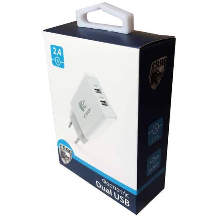 ROAR Φορτιστής PT-498, 2x USB, 2.4A, White | eLabstore.gr ROAR Φορτιστής PT-498, 2x USB, 2.4A, White | Αξεσουάρ κινητών | elabstore.gr