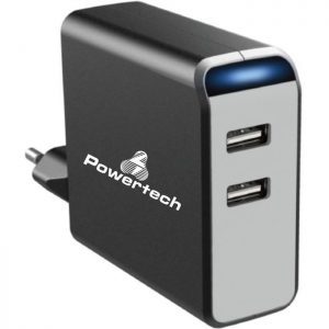 POWERTECH Φορτιστής PT-504, 2x USB, 4.8A, Black | Αξεσουάρ κινητών | elabstore.gr