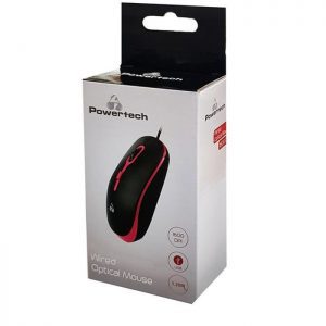 POWERTECH Ενσύρματο ποντίκι, Οπτικό, 1600DPI, USB, 1.35m, Μαύρο-Κόκκινο | Συνοδευτικά PC | elabstore.gr