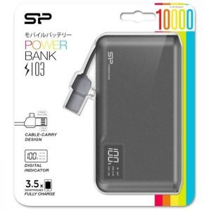 SILICON POWER Power Bank S103 10000mAh, 2x Connectors, Black | eLabstore.gr SILICON POWER Power Bank S103 10000mAh, 2x Connectors, Black | Αξεσουάρ κινητών | elabstore.gr