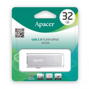 APACER USB Flash Drive AH33A, USB 2.0, 32GB, Silver | Συνοδευτικά PC | elabstore.gr