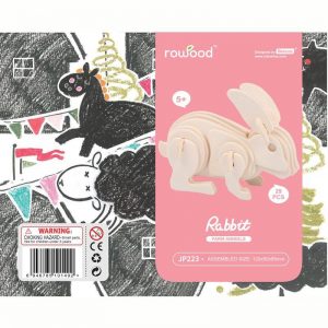 ROWOOD Ξύλινο 3D πάζλ λαγός JP223, 29τμχ | Παιχνίδια | elabstore.gr