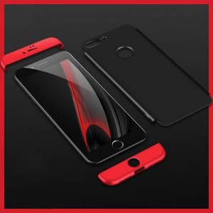 POWERTECH Θήκη 360° Protect για iPhone 7 Plus, μαύρη-κόκκινη | Αξεσουάρ κινητών | elabstore.gr