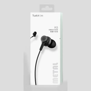 TUDDROM Earphones R3 με μικρόφωνο, 10mm, 1.2m, μαύρα | Αξεσουάρ κινητών | elabstore.gr