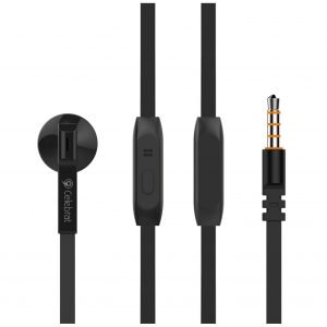CELEBRAT Earphone με μικρόφωνο D4s, on/off, 10mm, 1.2m flat, μαύρα | Αξεσουάρ κινητών | elabstore.gr