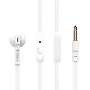 CELEBRAT Earphones με μικρόφωνο D4s, on/off, 10mm, 1.2m flat, λευκά | Αξεσουάρ κινητών | elabstore.gr