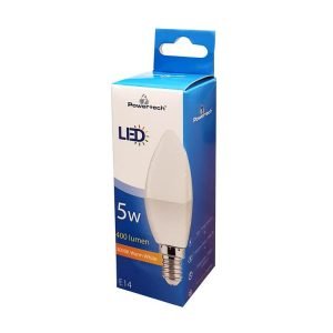POWERTECH LED Λάμπα Candle 5W, Warm White 3000K, E14, Samsung LED, IC | Φωτισμός | elabstore.gr