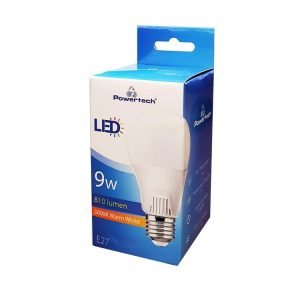 POWERTECH LED Λάμπα Bulb 9W, Warm White 3000K, E27, Samsung LED, IC | Φωτισμός | elabstore.gr