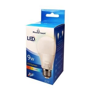 POWERTECH LED Λάμπα Bulb 2 σε 1, 9W, 3000K & 6500K, E27, Samsung LED, IC | Φωτισμός | elabstore.gr