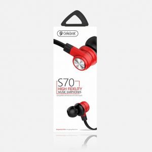 CELEBRAT ακουστικά handsfree με μικρόφωνο S70, 10mm, 1.2m, κόκκινα | Αξεσουάρ κινητών | elabstore.gr