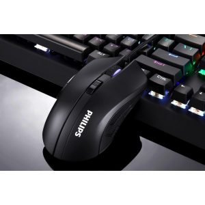 PHILIPS ενσύρματο gaming ποντίκι SPK9313, 2400DPI, 6 πλήκτρα, μαύρο | Συνοδευτικά PC | elabstore.gr