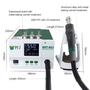 BEST Σταθμός ζεστού αέρα BST-863, 1200W, touch screen | Εργαλεία | elabstore.gr