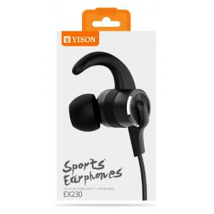 YISON Sports earphones με μικρόφωνο EX230, 10mm, 1.2m, μαύρο | Αξεσουάρ κινητών | elabstore.gr