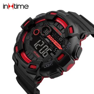 INTIME Ρολόι χειρός Chrono-02, Double time, EL φωτισμός, κόκκινο | Οικιακές & Προσωπικές Συσκευές | elabstore.gr