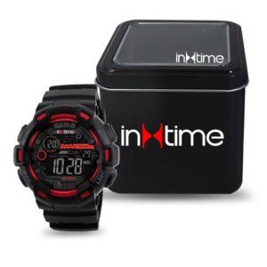 INTIME Ρολόι χειρός Chrono-02, Double time, EL φωτισμός, κόκκινο | Οικιακές & Προσωπικές Συσκευές | elabstore.gr