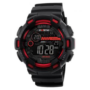 INTIME Ρολόι χειρός Chrono-02, Double time, EL φωτισμός, κόκκινο | Οικιακές & Προσωπικές Συσκευές | elabstore.gr