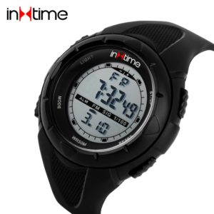INTIME Ρολόι χειρός Chrono-04, Double time, EL φωτισμός, μαύρο | Οικιακές & Προσωπικές Συσκευές | elabstore.gr