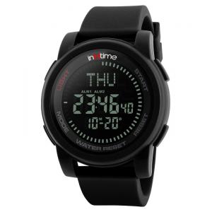 INTIME Ρολόι χειρός Comp-01, πυξίδα, World time, El φωτισμός, μαύρο | Οικιακές & Προσωπικές Συσκευές | elabstore.gr