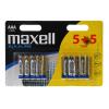 MAXELL Αλκαλικές μπαταρίες AAA LR03, 5 + 5 τεμάχια, blister | Μπαταρίες - Φακοί | elabstore.gr