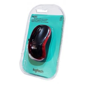 LOGITECH ασύρματο ποντίκι M185, 1000DPI, 3 πλήκτρα, κόκκινο-μαύρο | Συνοδευτικά PC | elabstore.gr
