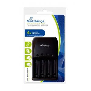 MEDIARANGE Plug-in φορτιστής για Ni-MH/Ni-Cd μπαταρίες, 4 slots, Black | Μπαταρίες | elabstore.gr