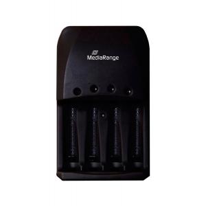 MEDIARANGE Plug-in φορτιστής για Ni-MH/Ni-Cd μπαταρίες, 4 slots, Black | Μπαταρίες | elabstore.gr