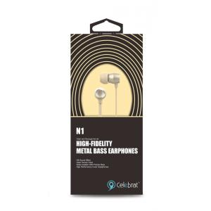 CELEBRAT earphones με μικρόφωνο N1, Gold | Αξεσουάρ κινητών | elabstore.gr