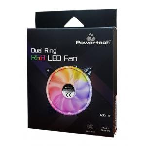 POWERTECH LED ανεμιστήρας PT-909, 120mm, Dual ring, 6pin, RGB | PC & Αναβάθμιση | elabstore.gr