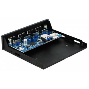 DELOCK 3.5" hub με 4x USB 3.0 θύρες, μαύρo | Συνοδευτικά PC | elabstore.gr