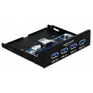DELOCK 3.5" hub με 4x USB 3.0 θύρες, μαύρo | Συνοδευτικά PC | elabstore.gr