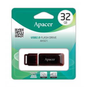 APACER USB Flash Drive AH321, USB 2.0, 32GB, Red | Συνοδευτικά PC | elabstore.gr