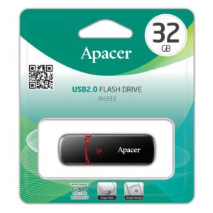 APACER USB Flash Drive AH333, USB 2.0, 32GB, Black | Συνοδευτικά PC | elabstore.gr