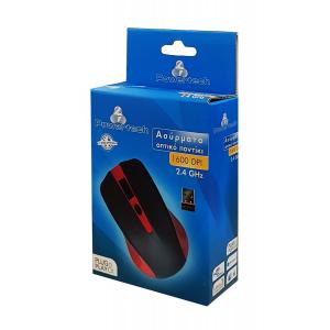 POWERTECH Wireless Mouse, Οπτικό, 1600 DPI, μαύρο-κόκκινο | Συνοδευτικά PC | elabstore.gr