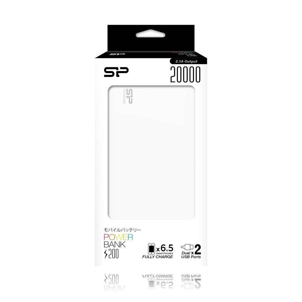 SILICON POWER Power Bank S200 20000mAh, 2x USB Output, White | eLabstore.gr SILICON POWER Power Bank S200 20000mAh, 2x USB Output, White | Αξεσουάρ κινητών | elabstore.gr