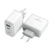 POWERTECH Φορτιστής Τοίχου PT-708, 1x USB, 1x Type-C, 18W, 3A, λευκό | Αξεσουάρ κινητών | elabstore.gr