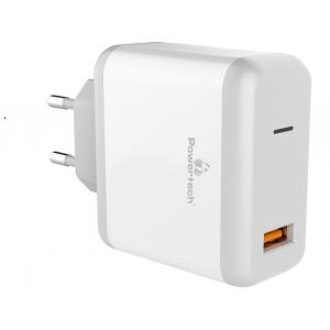 POWERTECH Φορτιστής Τοίχου PT-709, 1x USB, 18W, 3A, QC 3.0, λευκό | Αξεσουάρ κινητών | elabstore.gr