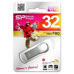 SILICON POWER USB Flash Drive Firma F80, 32GB, USB 2.0, Silver | Συνοδευτικά PC | elabstore.gr