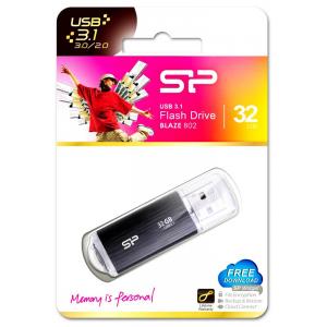 SILICON POWER USB Flash Drive Blaze B02, 32GB, USB 3.1, Black | Συνοδευτικά PC | elabstore.gr