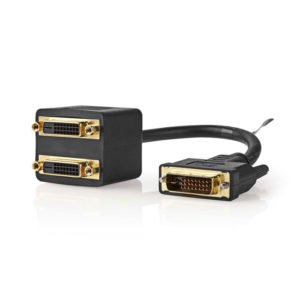 NEDIS CCGP32950BK02 DVI Cable DVI-D 24+1-pin Male - 2x DVI-D 24+1-pin Female 0.2 | ΕΙΚΟΝΑ / ΗΧΟΣ | elabstore.gr