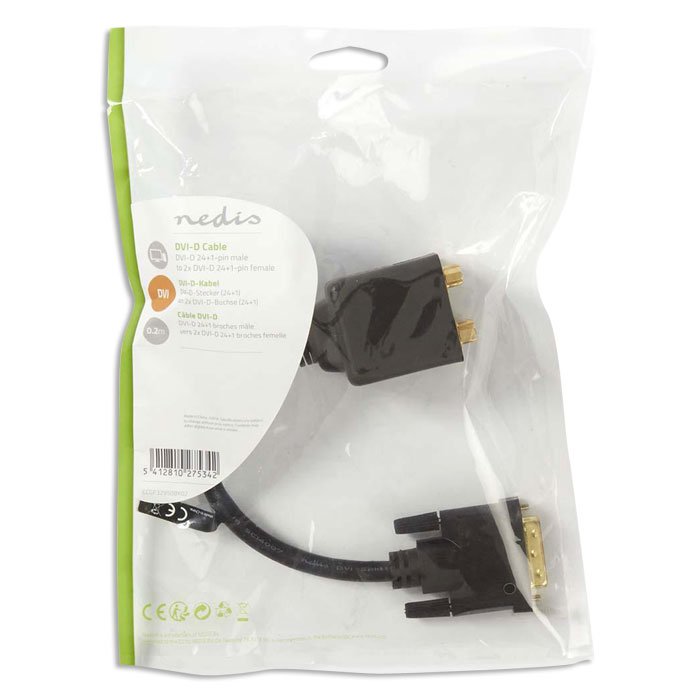 NEDIS CCGP32950BK02 DVI Cable DVI-D 24+1-pin Male - 2x DVI-D 24+1-pin Female 0.2 | eLabstore.gr NEDIS CCGP32950BK02 DVI Cable DVI-D 24+1-pin Male - 2x DVI-D 24+1-pin Female 0.2 | ΕΙΚΟΝΑ / ΗΧΟΣ | elabstore.gr