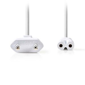 NEDIS PCGP11040WT20 Power Cable Euro Plug - IEC-320-C7 2.0 m White | ΚΑΛΩΔΙΑ / ADAPTORS | elabstore.gr