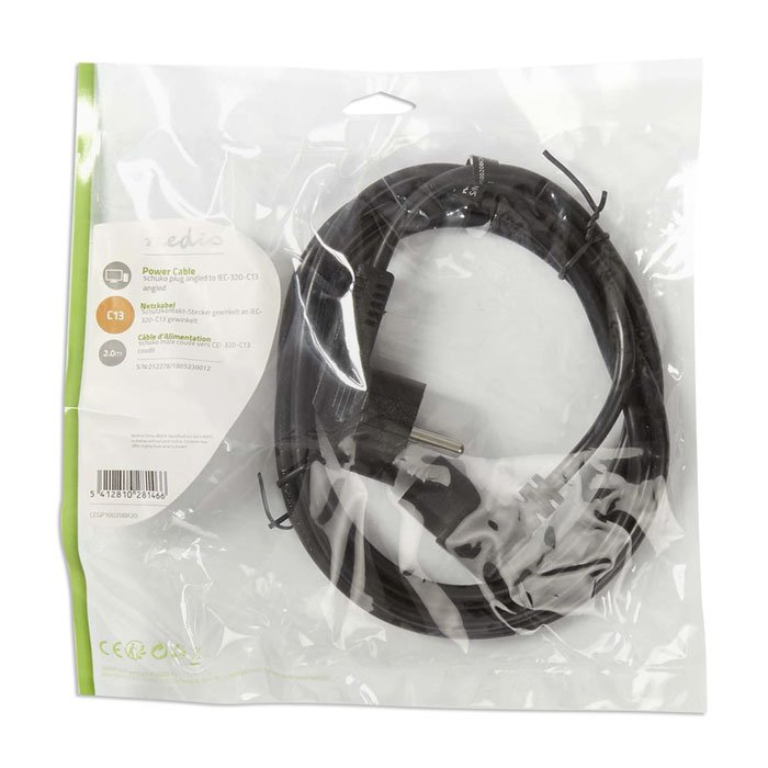 NEDIS CEGP10020BK20 Power Cable Schuko Male Angled - IEC-320-C13 Angled 2.0 m Bl | eLabstore.gr NEDIS CEGP10020BK20 Power Cable Schuko Male Angled - IEC-320-C13 Angled 2.0 m Bl | ΚΑΛΩΔΙΑ / ADAPTORS | elabstore.gr