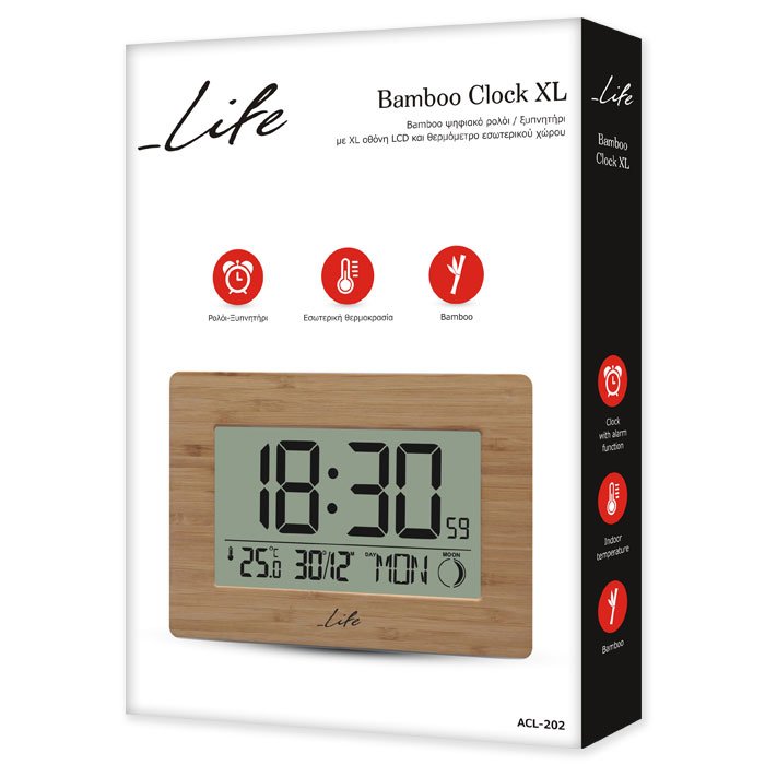 LIFE Bamboo Clock XL Alarm Clock with indoor thermometer | eLabstore.gr LIFE Bamboo Clock XL Alarm Clock with indoor thermometer | ΜΙΚΡΟΣΥΣΚΕΥΕΣ / ΕΠΟΧΙΑΚΑ / ΛΕΥΚΕΣ ΣΥΣΚΕΥΕΣ | elabstore.gr