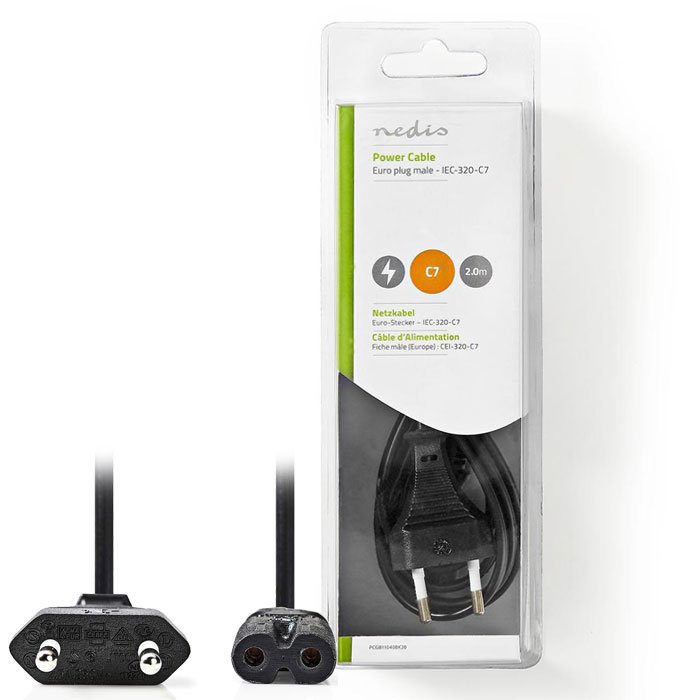 NEDIS PCGB11040BK20 Euro Power Cable Straight Euro Male - IEC-320-C7 2.00 m Blac | eLabstore.gr NEDIS PCGB11040BK20 Euro Power Cable Straight Euro Male - IEC-320-C7 2.00 m Blac | ΚΑΛΩΔΙΑ / ADAPTORS | elabstore.gr